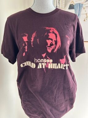 Hanson Official Merch Tour — “Child at Heart” Maroon with Pink Graphic Tee